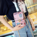 Guangzhou Wholesale Mode Rosa Frauen Damen Lange Kette Sling Bag Cross Body Taschen